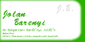 jolan barenyi business card